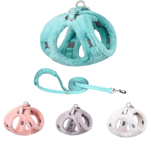 Furry Winter Harness & Leash Set for Small Dogs & Cats