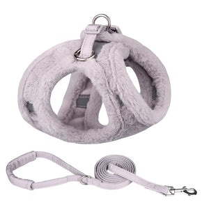 Furry Winter Harness & Leash Set for Small Dogs & Cats