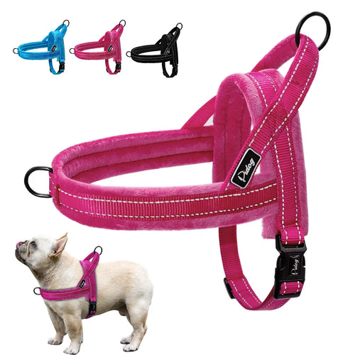 Nylon Reflective Pet Dog Harnesses Vest Soft Flannel Padded No Pull Strap