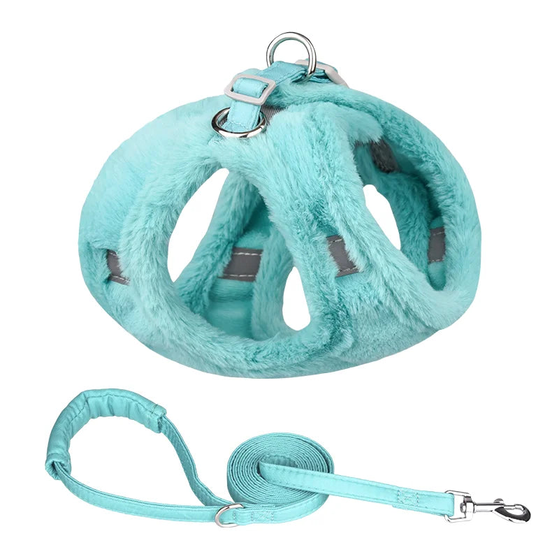 Furry Winter Harness & Leash Set for Small Dogs & Cats