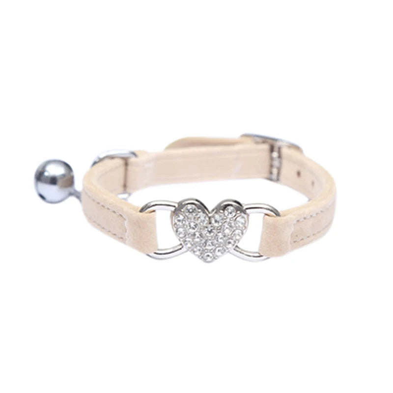 Heart Charm & Bell Cat Collar