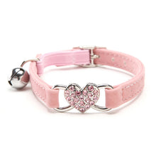 Load image into Gallery viewer, Heart Charm &amp; Bell Cat Collar