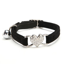 Load image into Gallery viewer, Heart Charm &amp; Bell Cat Collar