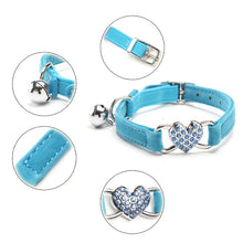 Load image into Gallery viewer, Heart Charm &amp; Bell Cat Collar