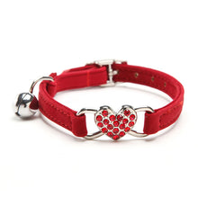 Load image into Gallery viewer, Heart Charm &amp; Bell Cat Collar