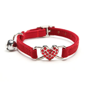 Heart Charm & Bell Cat Collar