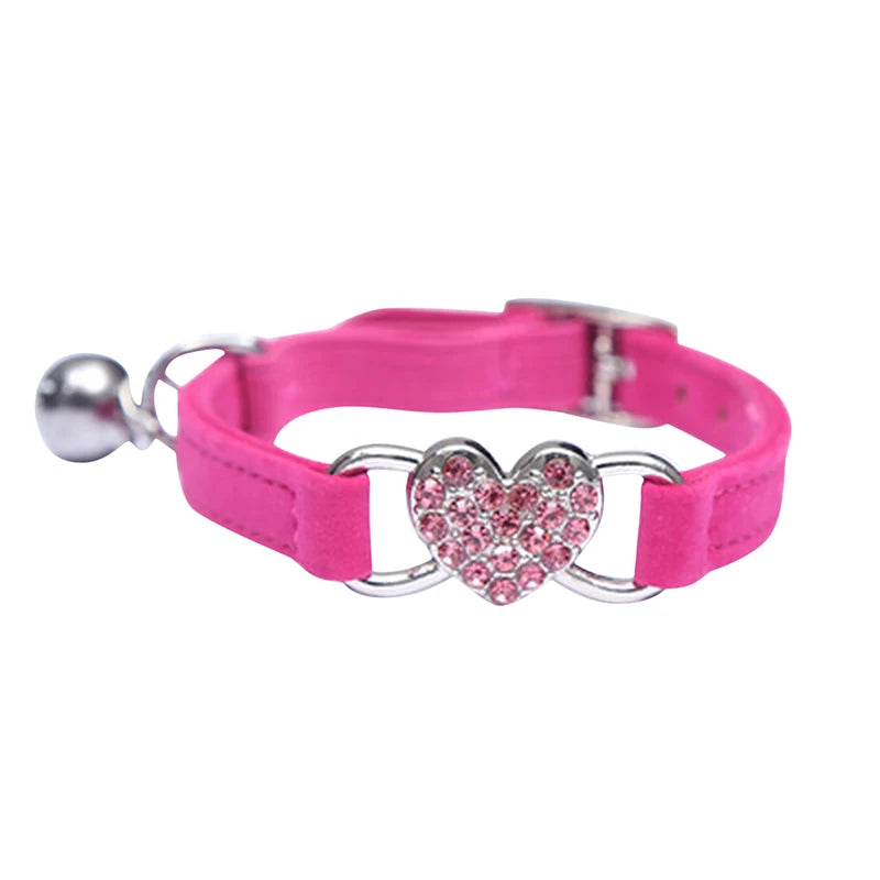 Heart Charm & Bell Cat Collar