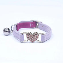 Load image into Gallery viewer, Heart Charm &amp; Bell Cat Collar