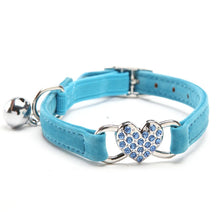 Load image into Gallery viewer, Heart Charm &amp; Bell Cat Collar