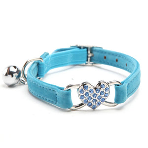 Heart Charm & Bell Cat Collar